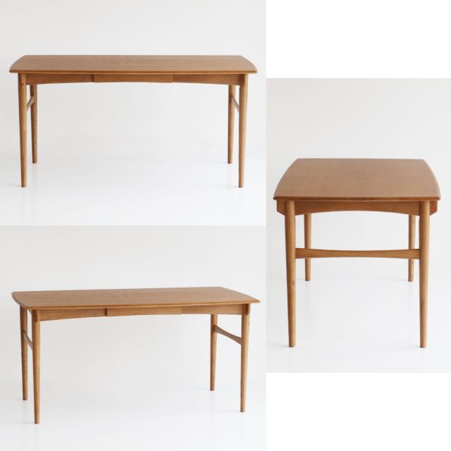 ダイニングテーブル 幅150cm 5〜6人用 引出し付き Herit （ テーブル 食卓テーブル 4人用 5人用 6人用 木製 天然木 オーク 北欧風 長方形 引き出し 収納付き 簡単組立 ダイニング 食卓 リビング 木製テーブル おしゃれ ）_2
