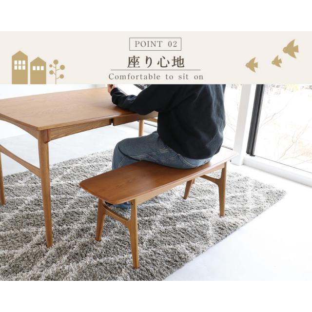 ダイニングベンチ 幅112cm Herit （ ダイニング ベンチ チェア チェアー イス 椅子 いす 約 110cm 2人用 木製 天然木 オーク 背もたれなし 簡単組立 長椅子 食卓 食卓ベンチ ディスプレイ 棚 玄関ベンチ おしゃれ ）_9