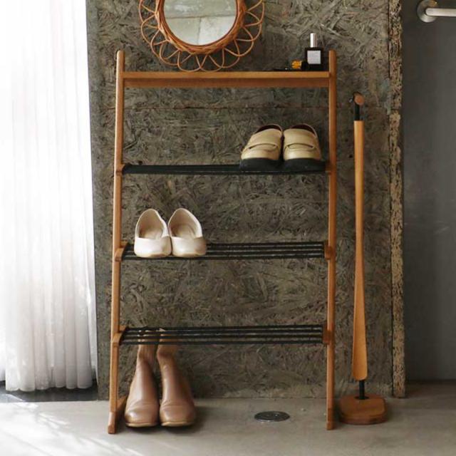 シューズラック Shoes Rack 木製 省スペース （ 靴 収納 ラック 下駄箱