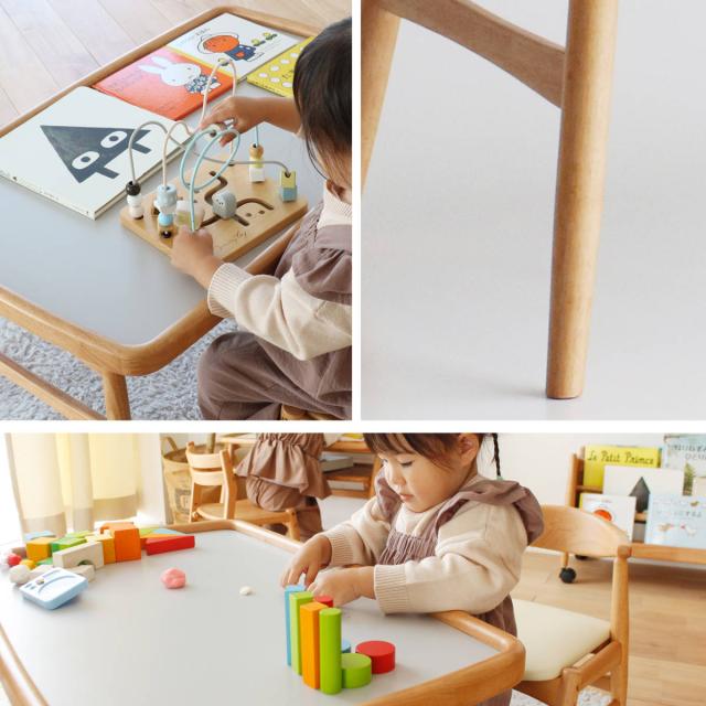 キッズテーブル 幅80cm 折りたたみ 木製 北欧風 子ども用机 nork note （ テーブル キッズ用 デスク 天然木 ノルクノート 完成品 メラミン天板 フチ付き 机 ロック機能付き 折り畳み ナチュラル ）_14