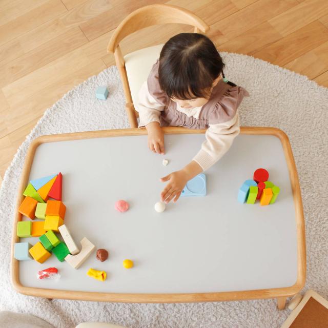 キッズテーブル 幅80cm 折りたたみ 木製 北欧風 子ども用机 nork note （ テーブル キッズ用 デスク 天然木 ノルクノート 完成品 メラミン天板 フチ付き 机 ロック機能付き 折り畳み ナチュラル ）_15