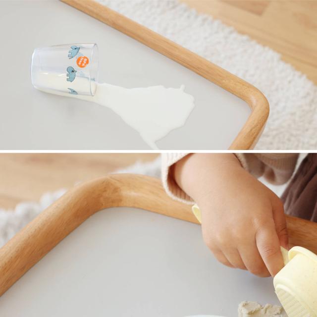 キッズテーブル 幅80cm 折りたたみ 木製 北欧風 子ども用机 nork note （ テーブル キッズ用 デスク 天然木 ノルクノート 完成品 メラミン天板 フチ付き 机 ロック機能付き 折り畳み ナチュラル ）_7