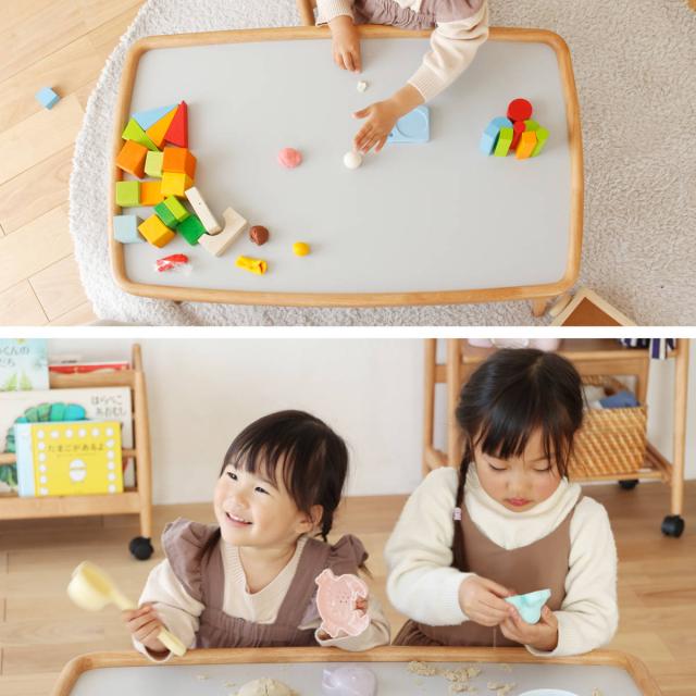 キッズテーブル 幅80cm 折りたたみ 木製 北欧風 子ども用机 nork note （ テーブル キッズ用 デスク 天然木 ノルクノート 完成品 メラミン天板 フチ付き 机 ロック機能付き 折り畳み ナチュラル ）_9