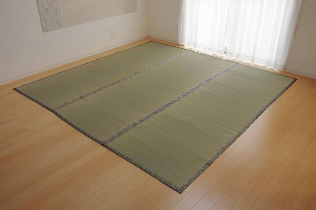 い草上敷き 純国産 い草 カーペット 糸引織 湯沢 団地間4.5畳 約255×255cm （ マット い草マット い草カーペット 絨毯 畳カバー ござ 畳表 五六間 団地 正方形 畳める コンパクト リバーシブル 国産い草 空気清浄 防臭 抗菌 ）_9