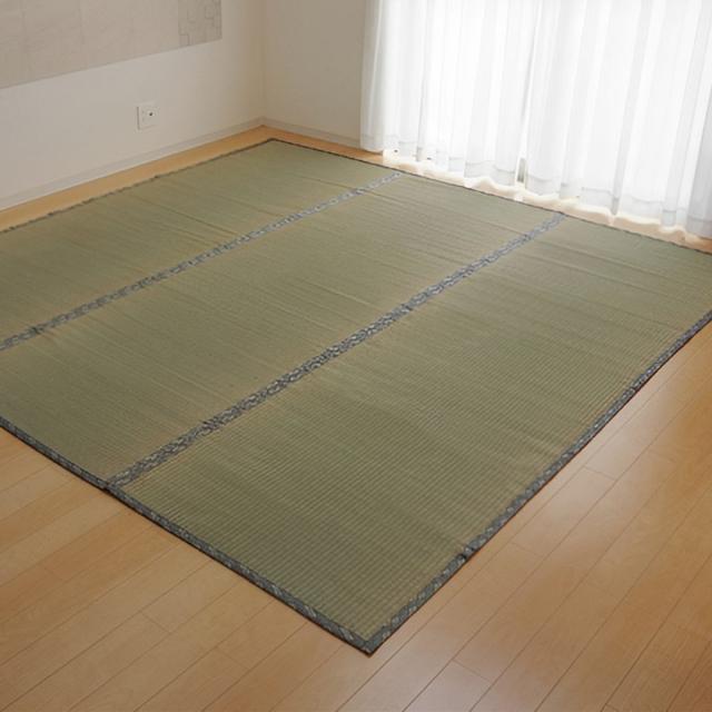 い草上敷き 純国産 い草 カーペット 糸引織 湯沢 六一間8畳 約370×370cm （ マット い草マット い草カーペット 絨毯 畳カバー ござ 畳表 広島間 安芸間 正方形 畳める コンパクト リバーシブル 国産い草 空気清浄 防臭 抗菌 ）