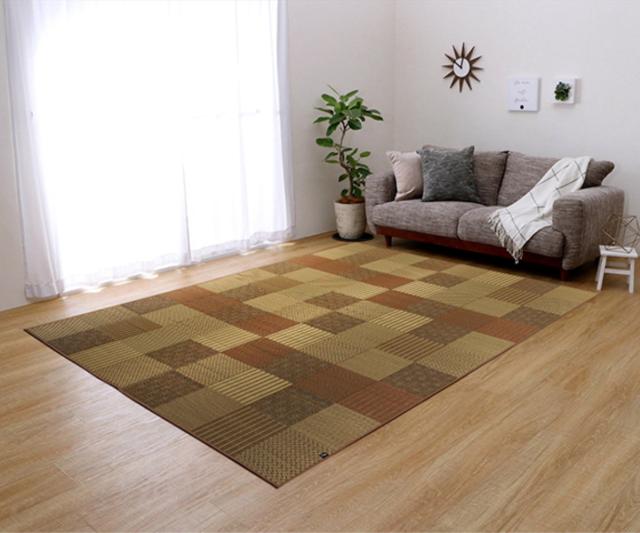 ござ 純国産 い草花ござカーペット 京刺子 江戸間6畳（約261×352cm） （ 敷物 ラグ マット い草マット い草カーペット 絨毯 花ござ 茣蓙 江戸間 6畳 長方形 畳める コンパクト 国産い草 天然素材 空気清浄 消臭 抗菌 ）_10