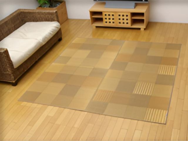 ござ 純国産 い草花ござカーペット 京刺子 江戸間6畳（約261×352cm） （ 敷物 ラグ マット い草マット い草カーペット 絨毯 花ござ 茣蓙 江戸間 6畳 長方形 畳める コンパクト 国産い草 天然素材 空気清浄 消臭 抗菌 ）_11