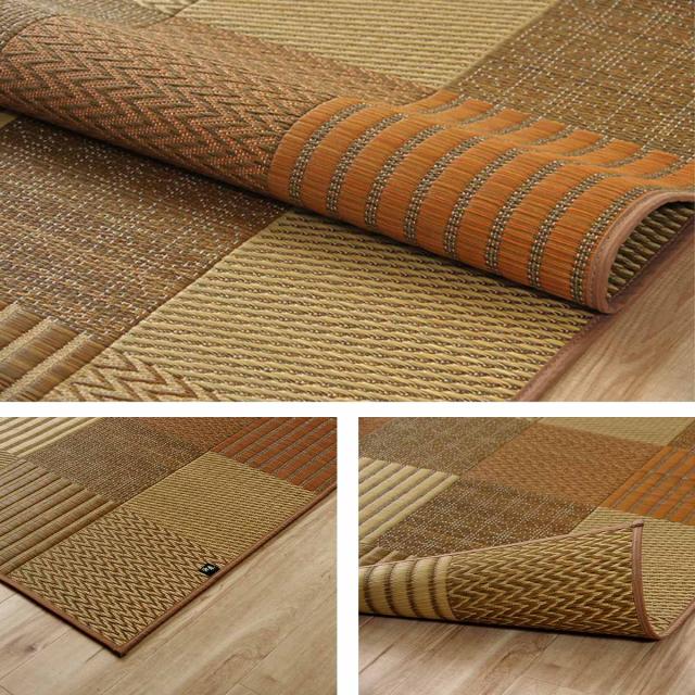 ござ 純国産 い草花ござカーペット 京刺子 江戸間6畳（約261×352cm） （ 敷物 ラグ マット い草マット い草カーペット 絨毯 花ござ 茣蓙 江戸間 6畳 長方形 畳める コンパクト 国産い草 天然素材 空気清浄 消臭 抗菌 ）_12