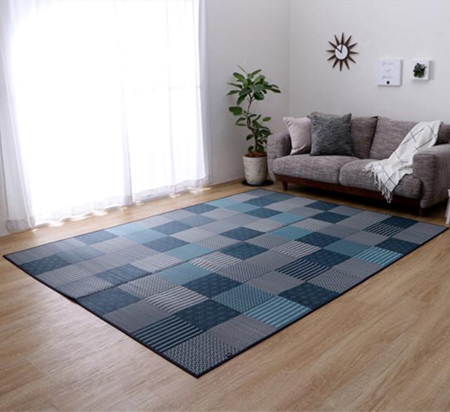 ござ 純国産 い草花ござカーペット 京刺子 江戸間6畳（約261×352cm） （ 敷物 ラグ マット い草マット い草カーペット 絨毯 花ござ 茣蓙 江戸間 6畳 長方形 畳める コンパクト 国産い草 天然素材 空気清浄 消臭 抗菌 ）_13