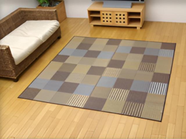 ござ 純国産 い草花ござカーペット 京刺子 江戸間6畳（約261×352cm） （ 敷物 ラグ マット い草マット い草カーペット 絨毯 花ござ 茣蓙 江戸間 6畳 長方形 畳める コンパクト 国産い草 天然素材 空気清浄 消臭 抗菌 ）_17