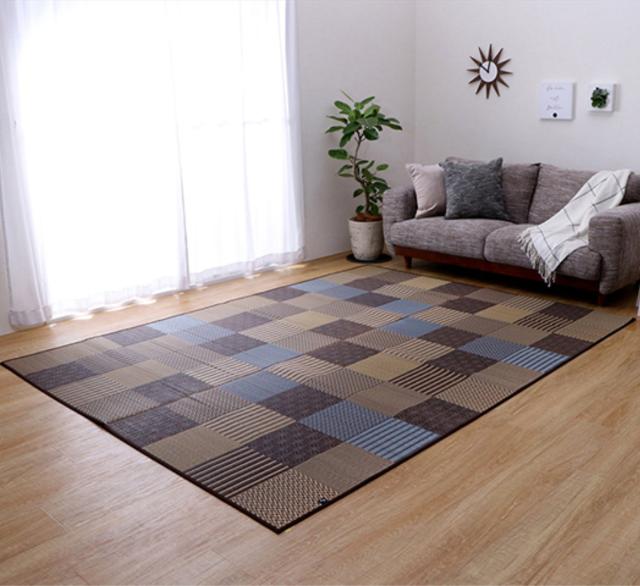 ござ 純国産 い草花ござカーペット 京刺子 江戸間8畳（約348×352cm） （ 敷物 ラグ マット い草マット い草カーペット 絨毯 花ござ 茣蓙 江戸間 8畳 長方形 畳める コンパクト 国産い草 天然素材 空気清浄 消臭 抗菌 ）_16