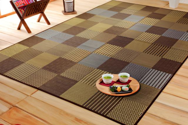 ござ 純国産 い草花ござカーペット 京刺子 江戸間8畳（約348×352cm） （ 敷物 ラグ マット い草マット い草カーペット 絨毯 花ござ 茣蓙 江戸間 8畳 長方形 畳める コンパクト 国産い草 天然素材 空気清浄 消臭 抗菌 ）_9