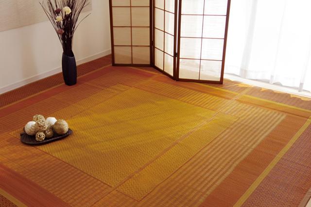 ござ 純国産 い草花ござカーペット ランクス総色 江戸間8畳 約348×352cm （ 敷物 ラグ マット い草マット い草カーペット 絨毯 花ござ 茣蓙 江戸間 8畳 長方形 畳める コンパクト 国産い草 天然素材 空気清浄 消臭 抗菌 細ヘリ ）_5