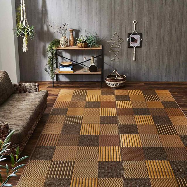 い草上敷き 純国産 袋織 い草ラグカーペット DX京刺子 約191×300cm 裏貼りあり （ 敷物 ラグ マット い草マット い草カーペット い草 絨毯 ござ 茣蓙 長方形 畳める コンパクト 国産い草 天然素材 空気清浄 消臭 抗菌 上敷き ）_10
