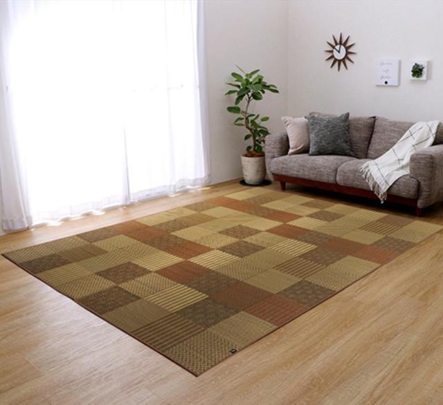 い草上敷き 純国産 袋織 い草ラグカーペット DX京刺子 約191×300cm 裏貼りあり （ 敷物 ラグ マット い草マット い草カーペット い草 絨毯 ござ 茣蓙 長方形 畳める コンパクト 国産い草 天然素材 空気清浄 消臭 抗菌 上敷き ）_11