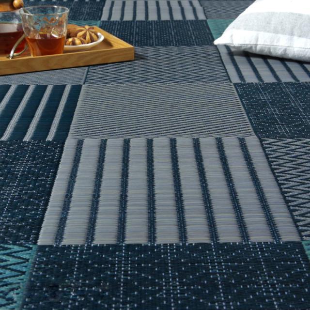 い草上敷き 純国産 袋織 い草ラグカーペット DX京刺子 約191×300cm 裏貼りあり （ 敷物 ラグ マット い草マット い草カーペット い草 絨毯 ござ 茣蓙 長方形 畳める コンパクト 国産い草 天然素材 空気清浄 消臭 抗菌 上敷き ）_15