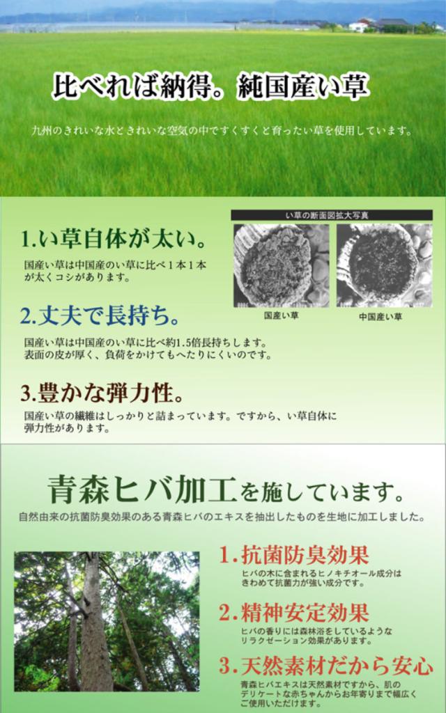 い草上敷き 純国産 袋織 い草ラグカーペット DX京刺子 約191×300cm 裏貼りあり （ 敷物 ラグ マット い草マット い草カーペット い草 絨毯 ござ 茣蓙 長方形 畳める コンパクト 国産い草 天然素材 空気清浄 消臭 抗菌 上敷き ）_4