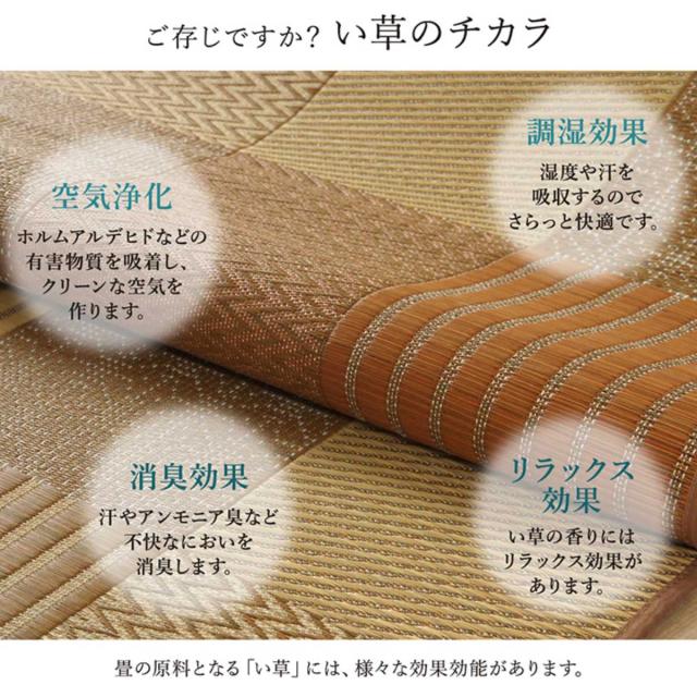 い草上敷き 純国産 袋織 い草ラグカーペット DX京刺子 約191×300cm 裏貼りあり （ 敷物 ラグ マット い草マット い草カーペット い草 絨毯 ござ 茣蓙 長方形 畳める コンパクト 国産い草 天然素材 空気清浄 消臭 抗菌 上敷き ）_5