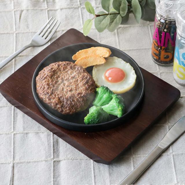 ステーキ皿 17cm スタッキング 木製プレート付き 鋳鉄 IH対応 2枚セット （ オーブン対応 ガス火対応 鉄板プレート 木皿付き 鉄製プレート 鉄板 鉄製 ステーキプレート 鉄板皿 鉄皿 鉄鋳物 丸型 ガス火 IH ガス ）_10