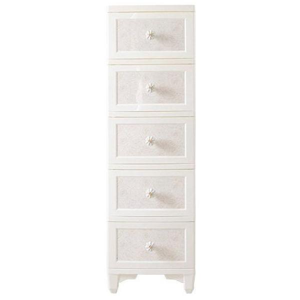チェスト 5段 ドレスチェンジチェスト アンティーク系 フラワーデザイン （ 幅34×奥行49×高さ114cm 衣装ケース 収納ケース リビング収納 タンス 姫系 猫脚 脚付き 衣類ケース 押入れ収納 クローゼット 押入れ 引き出し 日本製 ）