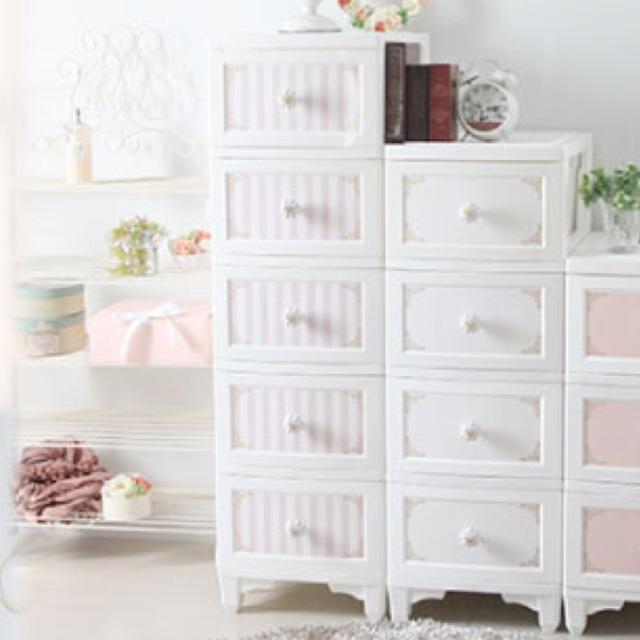 チェスト 5段 ドレスチェンジチェスト ガーリー系 クラシカルデザイン （ 幅34×奥行49×高さ114cm 衣装ケース 収納ケース リビング収納 タンス 姫系 猫脚 脚付き 衣類ケース 押入れ収納 クローゼット 押入れ 引き出し 日本製 ）