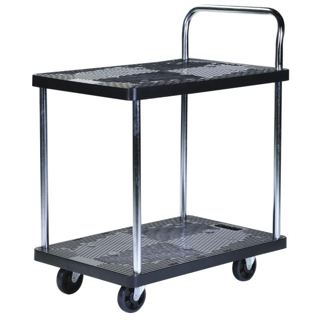 台車 樹脂製台車 2段 静音 150kg （ 丈夫 運搬 荷物 耐荷重150kg 二段 品出し 運送 手押し キャリー 業務用 家庭用 荷台 店舗 頑丈 オフィス 会社 倉庫 アウトドア レジャー 書類 平台車 運搬台車 病院 ）_2