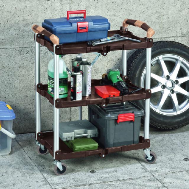 マルチワゴン 折りたたみ 3段 キャスター （ 幅44.5×奥行66.5×高さ84.5cm ワゴン 軽量 折り畳み キッチンワゴン 収納 ラック ストッカー サイドワゴン アウトドア 耐荷重50kg コンパクト リビング ランドリー キッチン ガーデン ）の通販は 15,980円