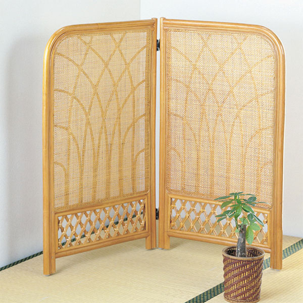 衝立　2連　ラタン　間仕切り　ロータイプ　籐家具　高さ101cm （ 衝立 間仕切り パーテーション パーティション アジアン ） の通販はその他インテリア・寝具