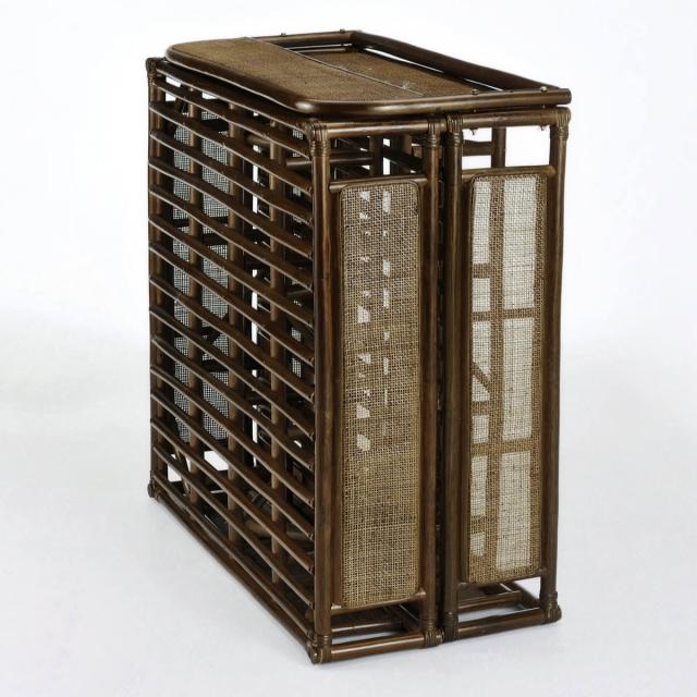 籐 シングルベッド 折りたたみ式 ヘッドボード付き （ 家具 ベッド 籐家具 ラタン家具 寝具 ベッドフレーム 籐ベッド すのこ 分割 コンパクト アジアン シングル ）_2