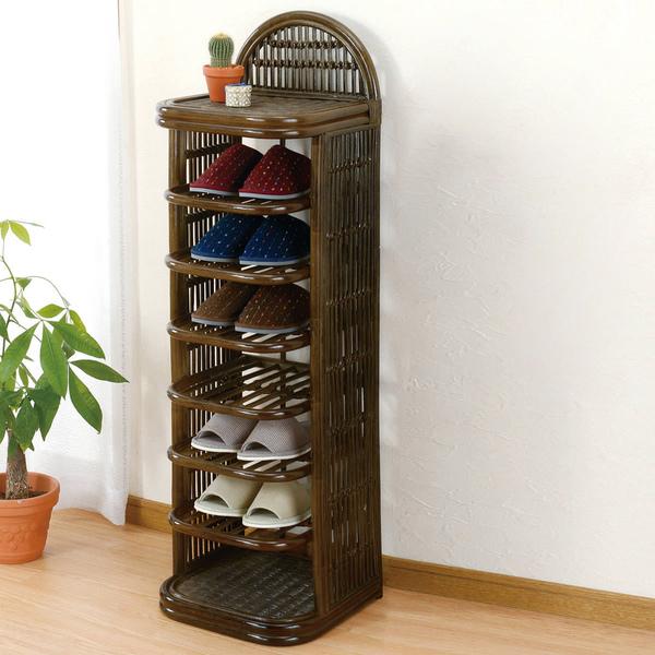 スリッパラック 7段 籐 ラタン製 幅35cm （ スリッパ立て スリッパスタンド スリッパ入れ スリッパ 収納 ルームシューズ ラック 玄関収納 下駄箱 収納ラック ）の通販は