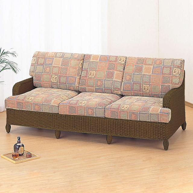 籐 ソファ 3人掛け クッション付 幅200cm （ 家具 ソファー 籐家具 ラタンチェア チェア 3人掛けソファ 籐椅子 モダン クッション おしゃれ ）の通販はソファ