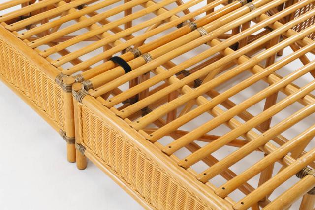 籐 シングルベッド 軽量 3分割 ラタンフレーム （ 家具 ベッド 籐家具