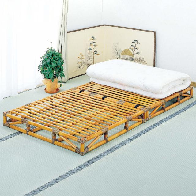 籐 すのこベッド 軽量 シングルサイズ 籐枕付き （ 家具 ベッド 籐家具 ラタン家具 寝具 ベッドフレーム 籐ベッド すのこ 分割 コンパクト アジアン ）