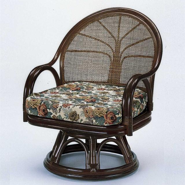 ラタン座椅子 2脚セット 花柄クッション付き 和モダン