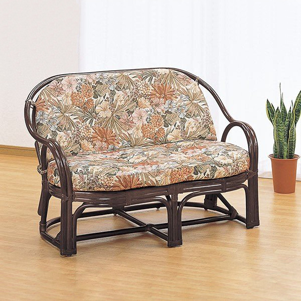 籐 ラブチェアー 2人掛け クッション付 幅108cm （ 家具 ソファー 籐家具 ラタンチェア チェア 2人掛けソファ 籐椅子 モダン クッション おしゃれ ）