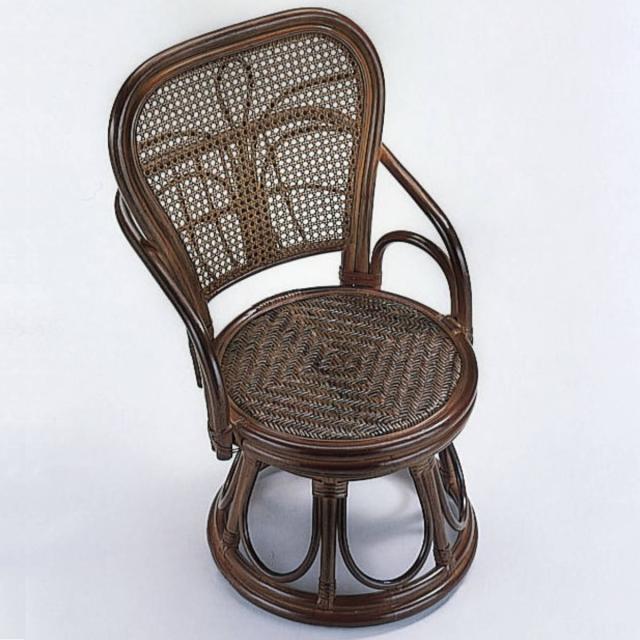 籐 回転スツール ハイバック 背面マガジンラック付 座面高37cm （ 回転式 背もたれ付き 肘付き 肘掛 イス チェア 座いす アジアン 収納 籐家具 花柄 和モダン ラタン リラックスチェア パーソナルチェア ）の通販は