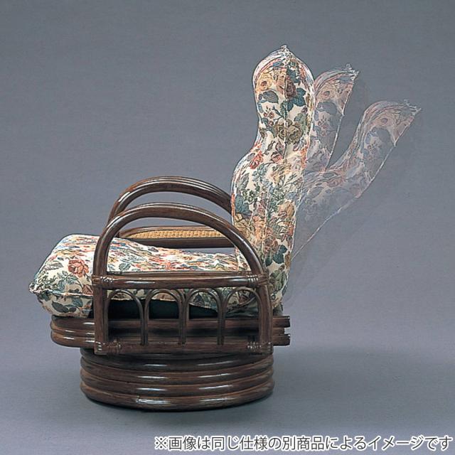 籐 リクライニングチェア 回転式 ロータイプ 棚ラック付 座面高24cm （ 回転 座椅子 テーブル 収納付き パーソナルチェア ラタン クッション ラタンチェア 籐家具 肘掛付き 花柄 アジアン 和モダン 椅子 ）_2