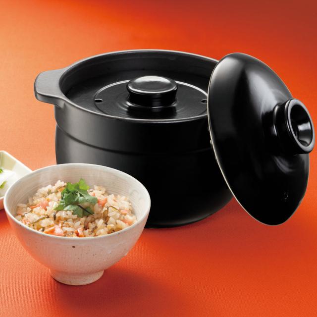 陶製 ご飯用二重蓋土鍋 2合炊き 電子レンジOK 炊飯土鍋 2合 直火対応 電子レンジ対応 （ ご飯鍋 土鍋 炊飯鍋 炊飯用