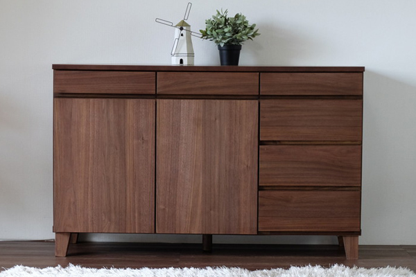 サイドボード リビング収納 北欧風 ウォールナット Bask 幅1cm 送料無料 リビングボード 収納棚 キャビネット 完成品 多目的ラック の通販はau Pay マーケット お弁当グッズのカラフルbox