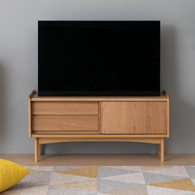 テレビ台 ローボード 北欧風 天然木突板 KICCA 幅110cm （ テレビボード TV台 TVボード テレビラック AVボード 完成品 収納 リビング収納 シンプル モダン 高級感 ブラウン おしゃれ テレビ台 ロータイプ）_3