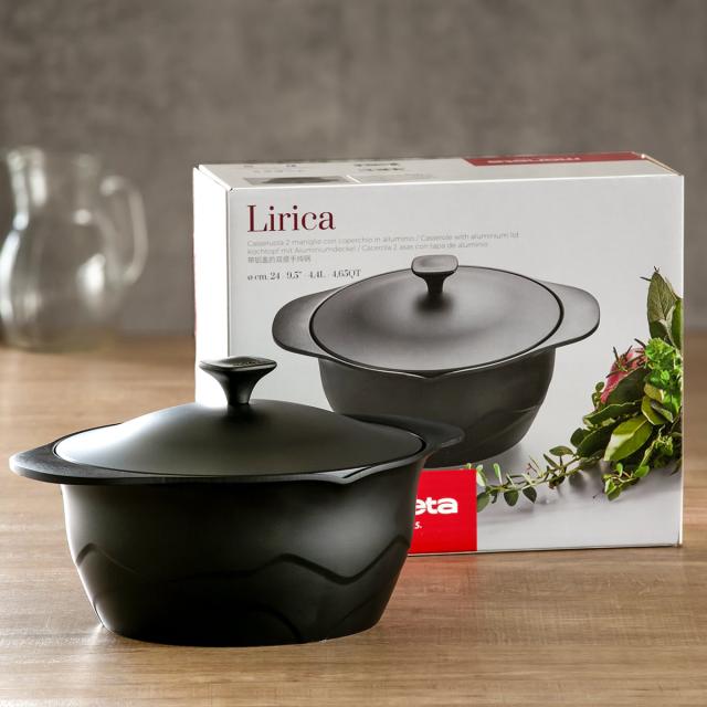 Lirica キャセロール 24cm IH対応 食洗機対応 両手鍋 （ ガス火対応 なべ 万能鍋 お鍋 両手なべ フッ素加工 軽い 蓋付き PFASフリー PFOAフリー 24センチ 24 フッ素コーティング フッ素 アルミ製 軽量 3層構造 注ぎ口付き 調理器具 ）_7