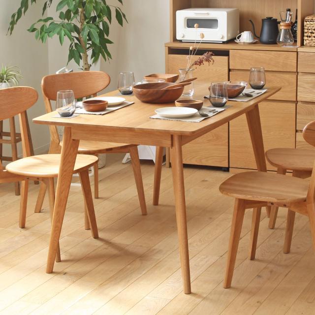 ダイニングテーブル 幅135cm 長方形 リバー 木製 天然木 （ オーク材