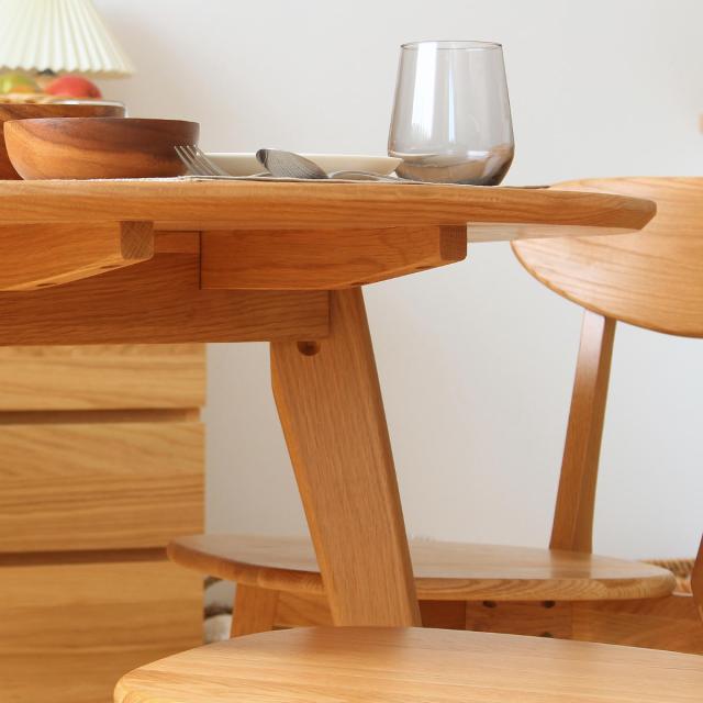 ダイニングテーブル 幅120cm 円形 リバー 木製 天然木 （ オーク材