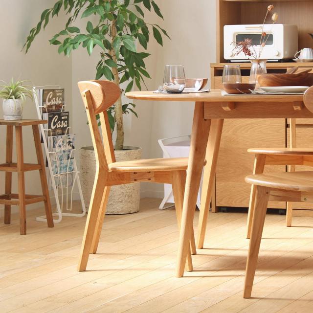 ダイニングテーブル 幅120cm 円形 リバー 木製 天然木 （ オーク材