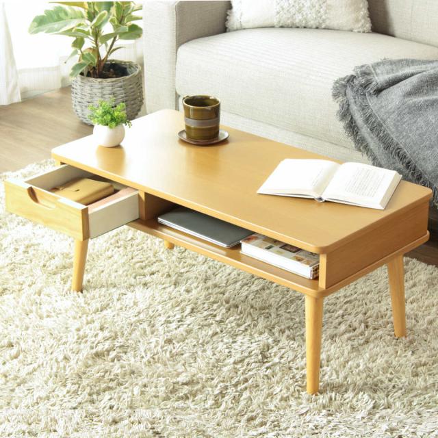 センターテーブル 幅80cm 引き出し 木製 （ テーブル ローテーブル