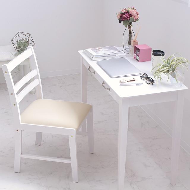 チェア Gallow 座面高42cm 木製 ホワイト フレンチカントリー （ イス