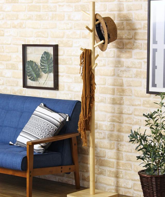 ポールハンガー木製 コートハンガー帽子 掛け 92089☆ポールスタンド