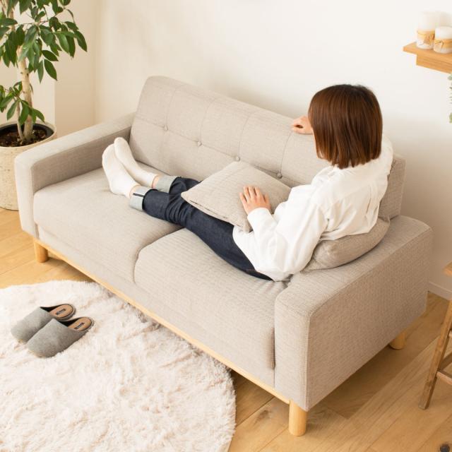 【新品】2人掛け 収納付きソファ コンパクト ファブリック 肘掛け付き ソファ 2人掛け 収納付き ファブリック 両側に肘掛け付き木脚