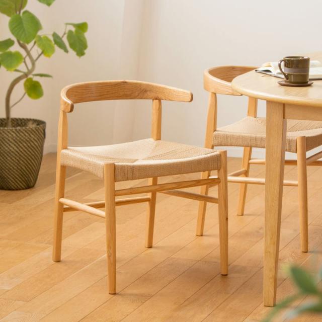ダイニングチェア 2脚セット 座面高45cm ペーパーコード （ ダイニング チェア 木製 天然木 イス 椅子 北欧 デスクチェア 肘掛け 座面 広い 通気性 食卓椅子 リビングチェア 引っ掛けられる アームチェア おしゃれ ）_17