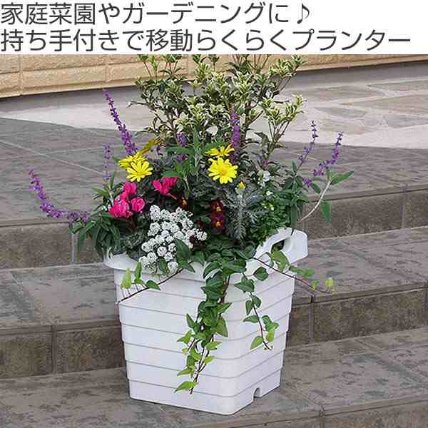 プランター ハンディプランター 角型 植木鉢 鉢 園芸用品 ガーデニング 持ち手付き 底あみ 底穴 通気性 庭 ガーデン 屋外 外 移動 家の通販はau Pay マーケット リビングート